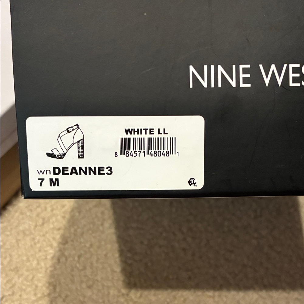 Nine West White leather sandals strap chunky heel size 7 NWOT - Picture 4 of 10